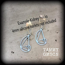 Load image into Gallery viewer, Fibonacci 0 gauge ear hangers 2 gauge Sacred Geometry 3mm tunnel dangles 4mm plug dangles Hanging gauges Gauged earrings 0g 00g 8g 6g 4g 2g