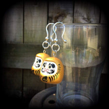 Load image into Gallery viewer, 6mm, 2 gauge, 8mm, 0 gauge, 10mm, 00 gauge ear hangers, Daruma ear weights, Tunnel dangles, Gauged earrings, Plug dangles 00g 0g 2g 4g 6g 8g