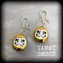 Load image into Gallery viewer, 6mm, 2 gauge, 8mm, 0 gauge, 10mm, 00 gauge ear hangers, Daruma ear weights, Tunnel dangles, Gauged earrings, Plug dangles 00g 0g 2g 4g 6g 8g