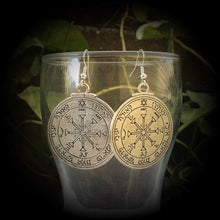 Load image into Gallery viewer, Sigil earrings, Pentacle of the Sun, Talisman jewelry, Occult jewelry, Judaism, Esoteric jewelry, Hermetic jewelry, Quaballah, Kaballah