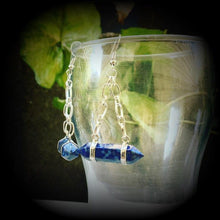 Load image into Gallery viewer, Gemstone Earrings Bue jasper earrings Gemstone ear hangers Tunnel dangles 4g Ear weights Tunnel earrings Plug earrings Gauged earrings 14g
