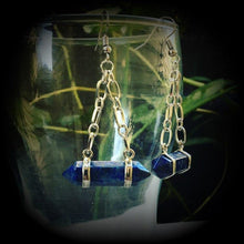 Load image into Gallery viewer, Gemstone Earrings Bue jasper earrings Gemstone ear hangers Tunnel dangles 4g Ear weights Tunnel earrings Plug earrings Gauged earrings 14g