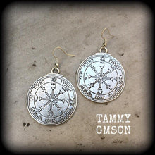 Load image into Gallery viewer, Sigil earrings, Pentacle of the Sun, Talisman jewelry, Occult jewelry, Judaism, Esoteric jewelry, Hermetic jewelry, Quaballah, Kaballah