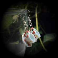 Load image into Gallery viewer, Tea cup earrings Tea Party Heart earrings Tea cup jewelry Alice in Wonderland 5mm Tunnel earrings 4mm Tunnel dangles 3mm Plug earrings Plugs