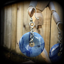 Load image into Gallery viewer, Blue aventurine ear weights Stone ear hanger Gemstone Tunnel earrings Plug earrings Ear hangers Gauged earrings Third eye Throat chakra 00g