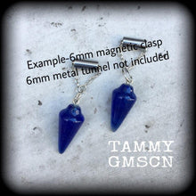 Load image into Gallery viewer, Blue cherry quartz ear hangers Gemstone ear weights Goddess Boho Wicca Tunnel earrings Plug earrings Hanging gauges Tunnel dangles 2g 4g 6g