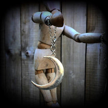 Load image into Gallery viewer, 4mm ear hangers 6 gauge plug dangles Crescent moon tunnel dangles Cresent moon gauged earrings Hanging gauges Tunnel earrings Plug earrings