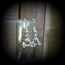 Load image into Gallery viewer, Cinderella earrings Carriage earrings Halloween earrings Pumpkin Earrings Princess earrings Jack o Lantern earrings Tunnel earrings Gauges