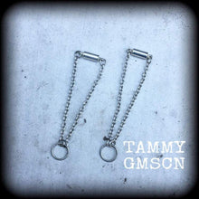 Load image into Gallery viewer, DIY Tunnel dangles 5mm 4 gauge Chain and Magnetic Clasp 6mm 2 gauge Plug earrings Plug dangle Ear weights Tunnel dangles Stretched lobes 8mm