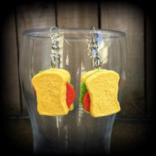 Load image into Gallery viewer, Sandwich earrings, Vegan jewelry, Food jewelry, Tunnel earrings, Plug earrings, Novelty earrings, Sandwiches, High Tea, Smoko, Gauges  2g 4g