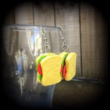 Load image into Gallery viewer, Sandwich earrings, Vegan jewelry, Food jewelry, Tunnel earrings, Plug earrings, Novelty earrings, Sandwiches, High Tea, Smoko, Gauges  2g 4g