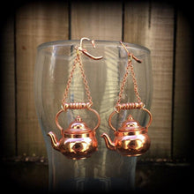 Load image into Gallery viewer, Kettle earrings Teapot earrings Kettle Ear weights Novelty ear hangers Coffee pot ear hangers ear weights Pierced ears Stretched ears Gauges