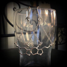 Load image into Gallery viewer, Serotonin ear hangers Molecule Tunnel dangles Science Chemical Nerd Geek Plug dangles Hanging gauges Gauged earrings Anatomy Science jewelry