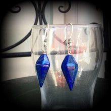 Load image into Gallery viewer, Lapis Lazuli earrings Gemstone earrings Boho earrings Chakra jewelry Egyptian jewelry Dangle earrings Tunnel earrings Plug earrings Gauges