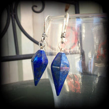 Load image into Gallery viewer, Lapis Lazuli earrings Gemstone earrings Boho earrings Chakra jewelry Egyptian jewelry Dangle earrings Tunnel earrings Plug earrings Gauges