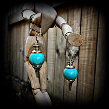 Load image into Gallery viewer, Turquoise Earrings Gemstone earrings Pendulum Pagan Crystal ear weights Plug earrings Pierced ears Gauged earrings Tunnel earrings 2g 4g 6g