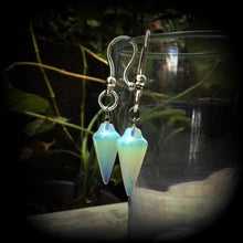 Load image into Gallery viewer, 2 gauge, 0g, 6mm ear hangers, Moonstone ear weights, Tunnel weights, Plug dangles, Hanging gauges, Gauged earrings, Earrings for gauged ears