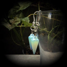 Load image into Gallery viewer, 2 gauge, 0g, 6mm ear hangers, Moonstone ear weights, Tunnel weights, Plug dangles, Hanging gauges, Gauged earrings, Earrings for gauged ears