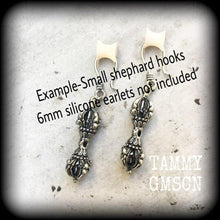 Load image into Gallery viewer, Dorje Vajra earrings, Shiva earrings, Tibetan jewelry, Ethnic earrings, Tunnel earrings, Plug earrings, Hindu jewelry, Buddha earrings