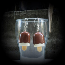 Load image into Gallery viewer, Ice Cream earrings Paddle pop earrings Ice cream jewelry Food earrings Munchies Junk food jewelry Tunnel earrings Chocolate ice cream Gauges