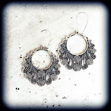 Load image into Gallery viewer, Artemis earrings, Goddess jewelry, Dangle earrings, Boho jewelry, Shield maiden, Plug earrings, Wicca jewelry,Tunnel dangles, Plug dangles