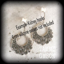 Load image into Gallery viewer, Artemis earrings, Goddess jewelry, Dangle earrings, Boho jewelry, Shield maiden, Plug earrings, Wicca jewelry,Tunnel dangles, Plug dangles