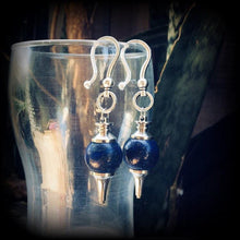 Load image into Gallery viewer, Lapis Lazuli weights Gemstone ear weights Pendulum ear hangers Tunnel dangles Hanging dangles Plug earrings Stretched ears Gauged earrings