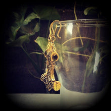 Load image into Gallery viewer, Thors Hammer earrings Rune Viking Plug earrings Occult Viking Norse Esoteric Gauged earrings Pierced ears Tunnel dangles Ear weights 00g 0g