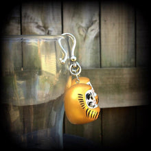 Load image into Gallery viewer, 6mm, 2 gauge, 8mm, 0 gauge, 10mm, 00 gauge ear hangers, Daruma ear weights, Tunnel dangles, Gauged earrings, Plug dangles 00g 0g 2g 4g 6g 8g