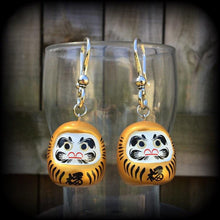 Load image into Gallery viewer, 6mm, 2 gauge, 8mm, 0 gauge, 10mm, 00 gauge ear hangers, Daruma ear weights, Tunnel dangles, Gauged earrings, Plug dangles 00g 0g 2g 4g 6g 8g