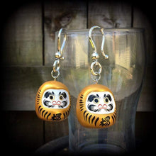 Load image into Gallery viewer, 6mm, 2 gauge, 8mm, 0 gauge, 10mm, 00 gauge ear hangers, Daruma ear weights, Tunnel dangles, Gauged earrings, Plug dangles 00g 0g 2g 4g 6g 8g