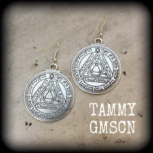Load image into Gallery viewer, Sigil earrings, Pentacle of the Sun, Talisman jewelry, Occult jewelry, Judaism, Esoteric jewelry, Hermetic jewelry, Quaballah, Kaballah