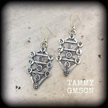 Load image into Gallery viewer, Tree of Life earrings, Quaballah jewelry, Pagan jewelry, Druid jewelry, Judaism jewelry, Sephiroth gauges, Esoteric jewelry, Occult jewelry