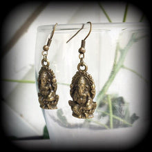 Load image into Gallery viewer, Ganesh earrings ,Elephant earrings, Ganesha jewelry, Elephant god, Shiva, Indian jewelry, Ganesha earrings, Ganesh Chaturthi, Gauges