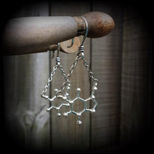 Load image into Gallery viewer, Caffeine ear hangers Molecule ear weights 3mm tunnel dangles 4mm plug dangles 5mm plug earrings 6mm tunnel earrings 8mm gauged earrings 0g