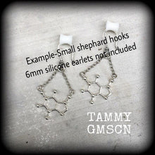 Load image into Gallery viewer, Coffee earrings Molecule earrings Science earrings Chemical earrings Gifts for nerds Caffeine earrings Plug earrings Tunnel earrings Gauges