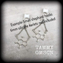 Load image into Gallery viewer, Caffeine ear hangers, 2 gauge ear weights, Hanging gauges, Magnetic clasp, Gauged earrings, Earrings for stretched ears, Plug dangles 0g 2g
