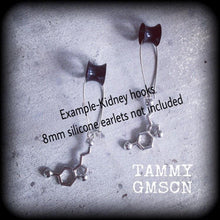Load image into Gallery viewer, Serotonin earrings Molecule earrings Science earrings Chemical earrings Science jewelry Nerd gifts 3mm tunnel earrings 4mm 6mm plug dangles