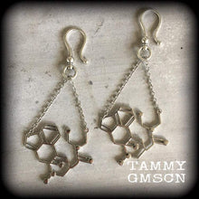 Load image into Gallery viewer, 2 gauge tunnel dangles 4 gauge ear hangers LSD molecule 6mm Plug dangles Hanging gauges Tunnel earrings Gauged earrings 2 gauge 0 gauge 8mm