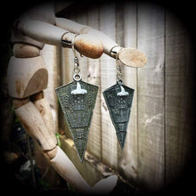 Load image into Gallery viewer, Star Wars ear weights, Imperial Star Destroyer, Ear weights, Tunnel dangles, Sci Fi ear hangers, Gauged earrings Plug dangles 0g 00g 6g 4g