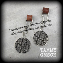 Load image into Gallery viewer, Flower of Life Ear weights Ear hangers Seed of life Tunnel dangles Plug dangles Sacred geometry Gauges 2g 0g Gauged earrings Hanging  gauges