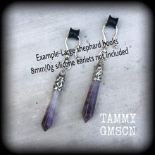 Load image into Gallery viewer, Amethyst earrings Gemstone earrings Plug earrings Gauged earrings Crystal earrings Rock earrings Chakra earrings Boho earrings Tunnel gauges