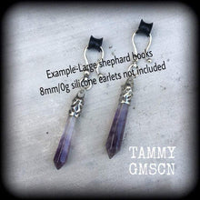 Load image into Gallery viewer, Amethyst ear weights 4 gauge 5mm 2 gauge 6mm ear hangers Gemstone weights Hanging gauges Tunnel earrings 0 gauge 4mm 6 gauge tunnel dangles