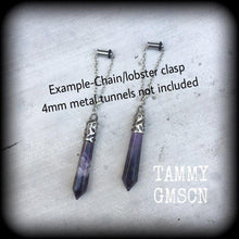 Load image into Gallery viewer, Amethyst ear weights 4 gauge 5mm 2 gauge 6mm ear hangers Gemstone weights Hanging gauges Tunnel earrings 0 gauge 4mm 6 gauge tunnel dangles