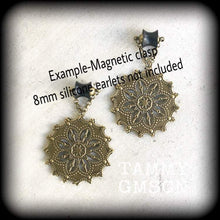 Load image into Gallery viewer, Mandala earrings Geometric earrings Sacred Geometry Fractal earrings Mandala jewelry Tunnel earrings Plug earrings Fractal jewelry 2g 4g 6g