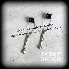 Load image into Gallery viewer, 3mm Plug dangles 8 gauge tunnel earrings Dr Who earrings Sonic screwdriver Ear weights 3mm Tunnel dangles 4mm Plug earrings Nerd earrings