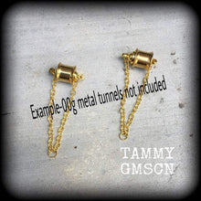 Load image into Gallery viewer, DIY Locking magnetic clasp Heany Duty 10mm 00 gauge Antique Gold ear hangers Tunnel dangles Plug earrings Hanging gauges Gauged earring