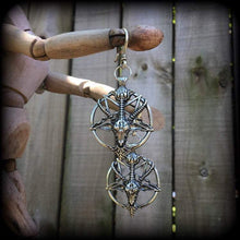 Load image into Gallery viewer, Baphomet earrings Goat earrings Church of Satan Eliphas Levi Tunnel earrings Plug earrings Gothic jewelry Kidney hooks Leverback hooks 2g 4g