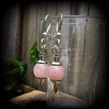 Load image into Gallery viewer, 2 gauge, 0 gauge, 00 gauge, Rose Quartz, Plug dangles, Ear hangers, Ear weights, Tunnel dangles, Crystal weights, Hanging gauges, Tapers 6mm
