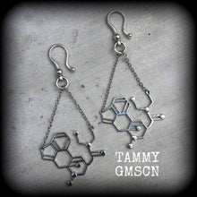 Load image into Gallery viewer, 2 gauge tunnel dangles 4 gauge ear hangers LSD molecule 6mm Plug dangles Hanging gauges Tunnel earrings Gauged earrings 2 gauge 0 gauge 8mm